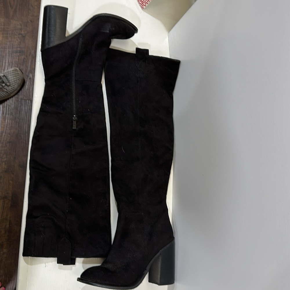 These are Very Volatile over the knee black suede boots - Picture 2 of 5